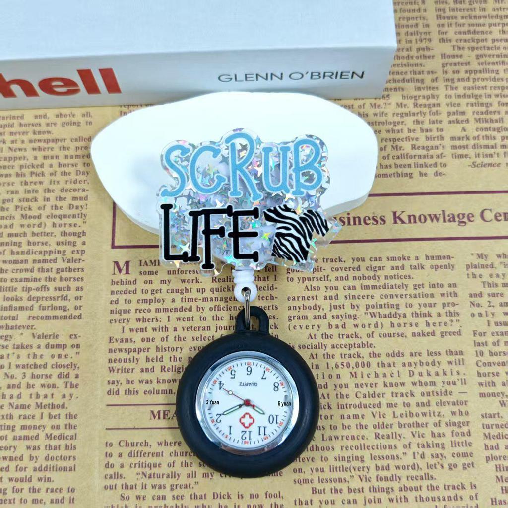 Shiny Cartoon Nurse & Doctor Badge Reel with Retractable PVC Pocket Watch Clip