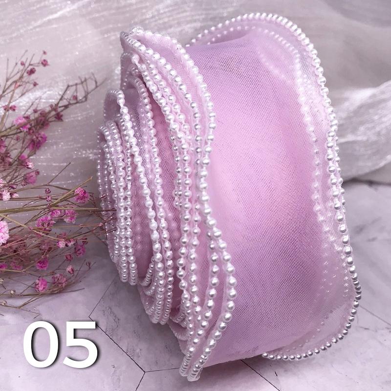 10 Yards Pearl Beads Wavy Edge Tulle Mesh Ribbon Trim DIY Clothing Dress Crafts Lace Fabric For Party Wedding Background Decor