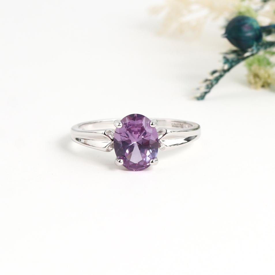 Simple design 925 sterling silver white ring Created oval 7*9mm color change Alexander nano fine jewelry for women's anniversary