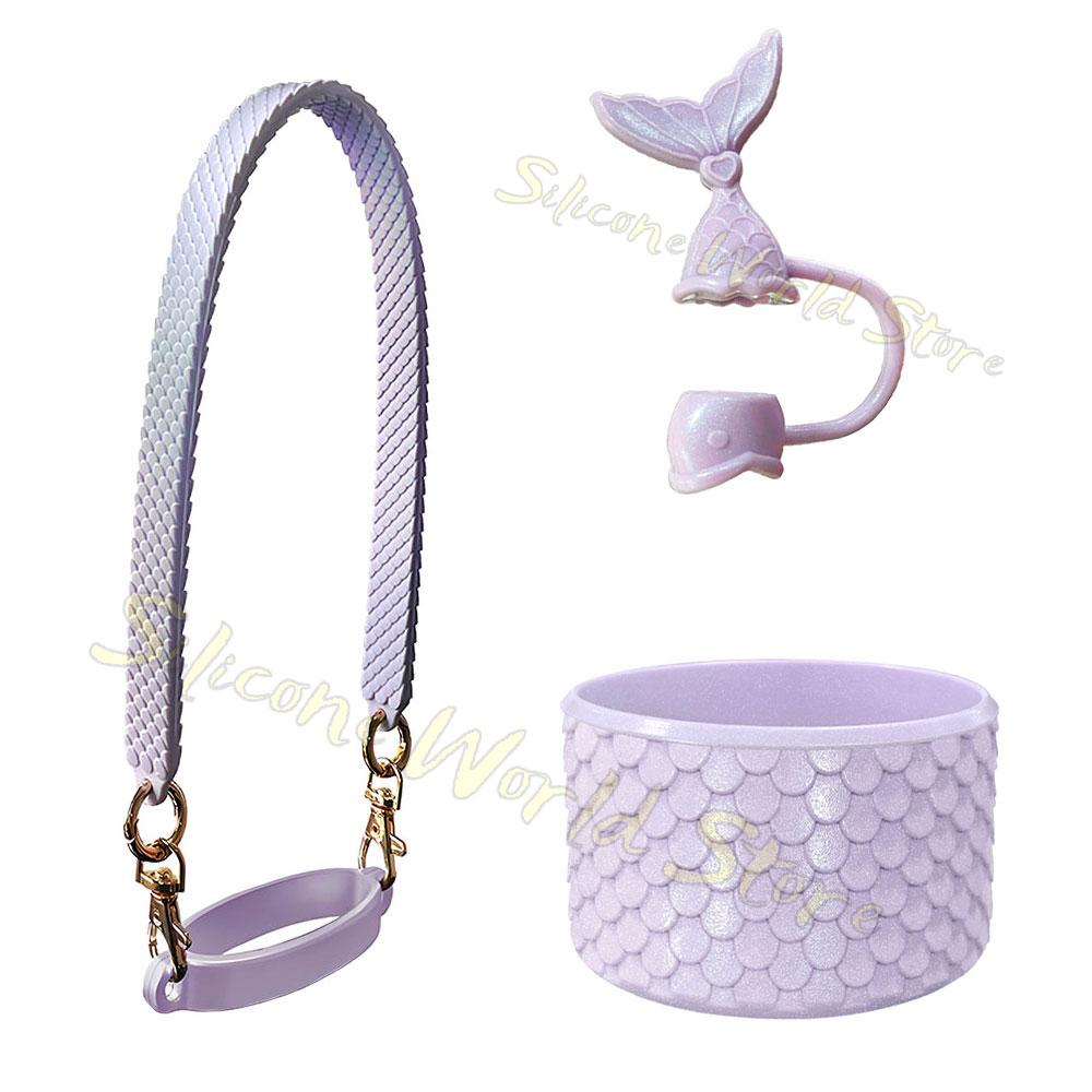 SW 3PCS Cup Accessories Set for Stanley Silicone Straw Cover Cap Cup Boot Sleeve Cups Hanging Rope Water Bottle Handle Strap
