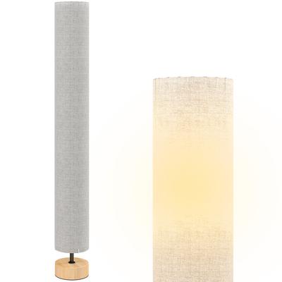 Living Room Floor Lamp with Linen Lampshade, Foot Switch, 2 X E27 Socket, 120 Cm, Grey