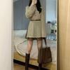 Two-Piece Elegant Cardigan & High-Waisted Pleated Skirt Set for Women