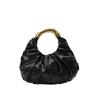 Fashion Ruched Faux Leather Women's Hobo Bag Gold Metal Handle Clutch Bags Elegant Evening Handbag for Party and Formal Events