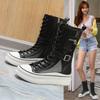 Summer High Top Women'S Shoes Knee High Boots Side Zipper Flats Vulcanized Shoes Lace-Up Comfortable Platform Sneakers
