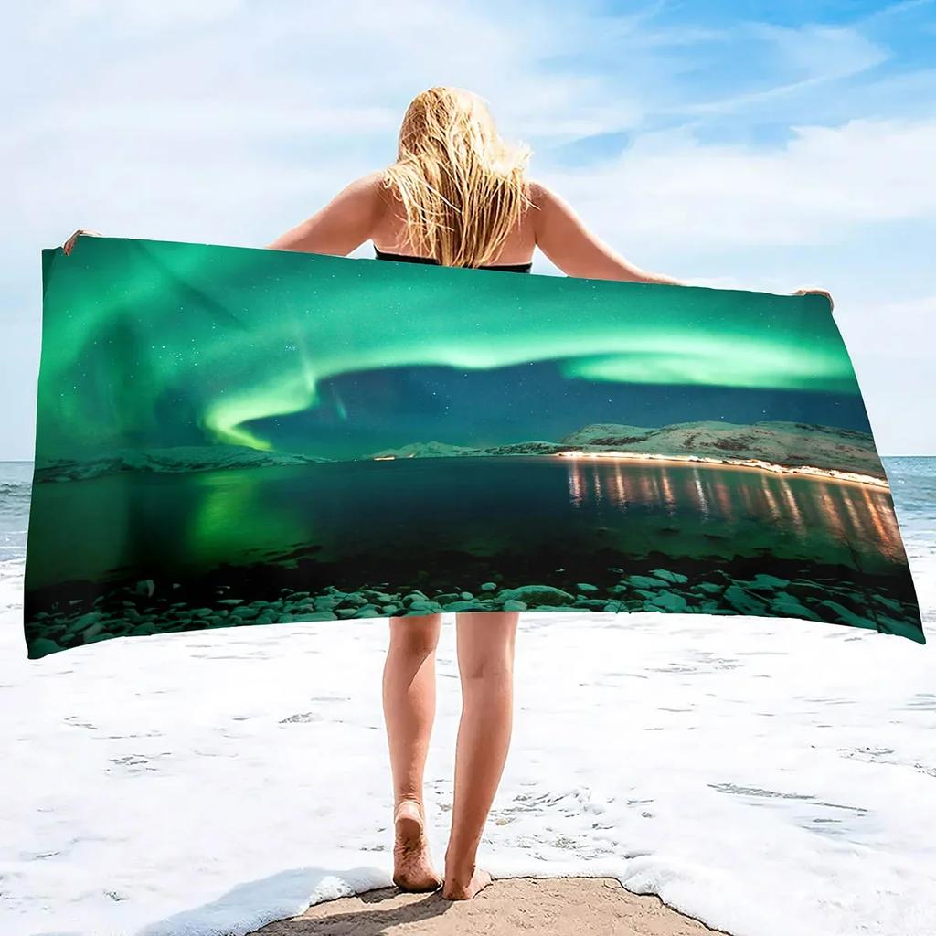 Aurora Swimming Pool Towels for Adult, Absorbent Sand Free Lightweight Beach Towels Microfiber Beach Towel Oversized for Beach