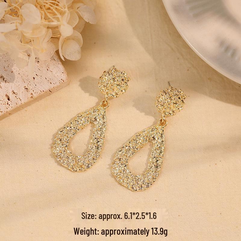 Minimalist Water Drop & Trapezoid Square Earrings - Retro Studs for Women