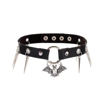 Halloween PU Leather Spike Bat Choker Necklace For Women Collar Gothic Punk Black Strap Cosplay Chocker Necklace Pendant Accesso