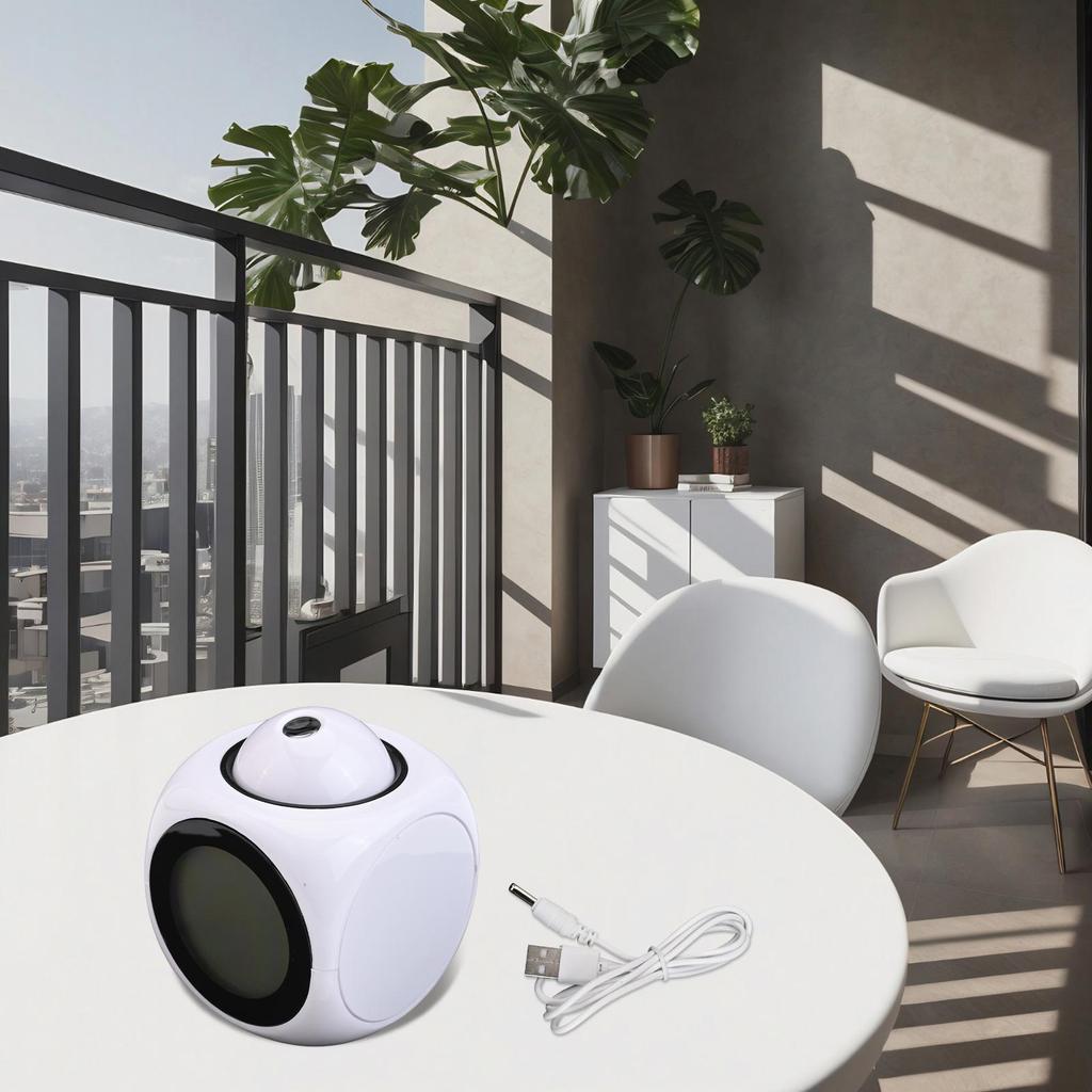 LED Projection Alarm Clock Expressive Features including Temperature Voicing Music Alarms Nighttime Projection