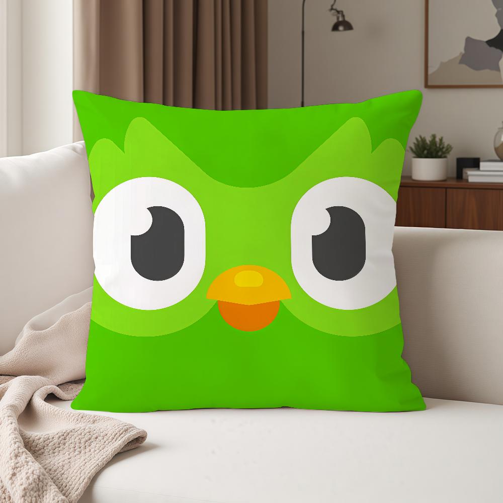 Educational Cartoon DDuolingo Pillow Case Suitable For Bedrooms Living Rooms Cars Home Decoration