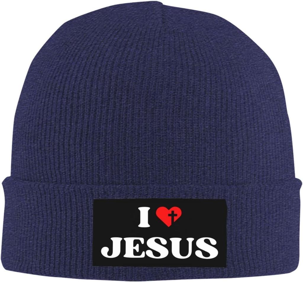 I Love Jesus Knit Hat Christ God Christian Knit Hat For Unisex Women Warm Winter Hats Beanie Fashion Cap