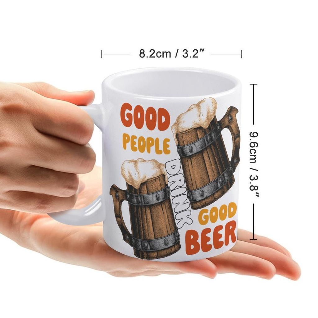 1pc 11oz Double-Sided Printed Mug for Beer Enthusiasts, Smooth Ceramic Cup, Perfect Gift for Coffee Lovers and Drinking Fans