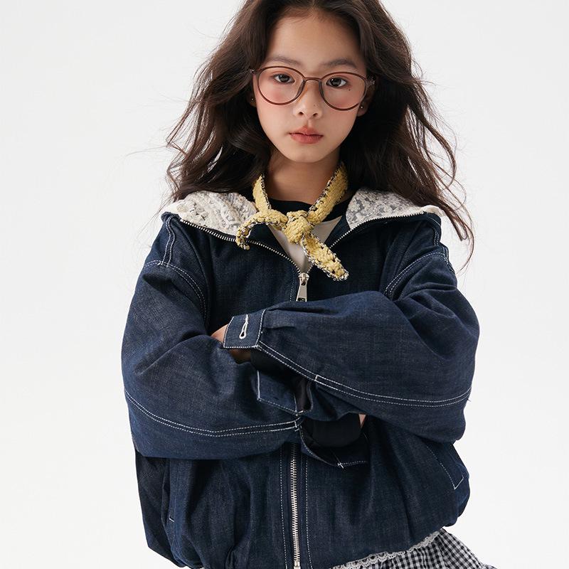 Korean Style Kids' Loose Denim Hooded Jacket - 2025 Autumn Collection