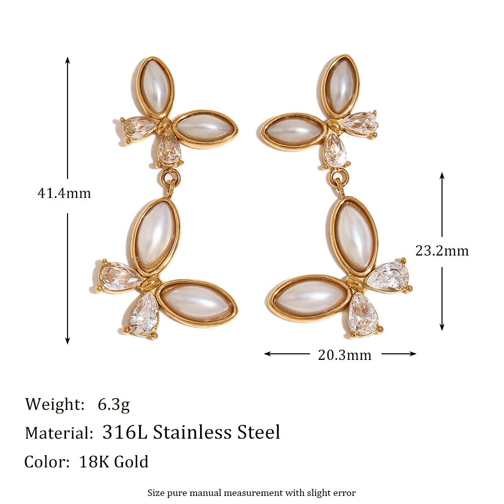 

MamacitaSlay Exclusive Pearl Zircon Butterfly Earrings 2025 New Design Waterproof Jewelry Women s Charm Statement Earrings Gift золотий