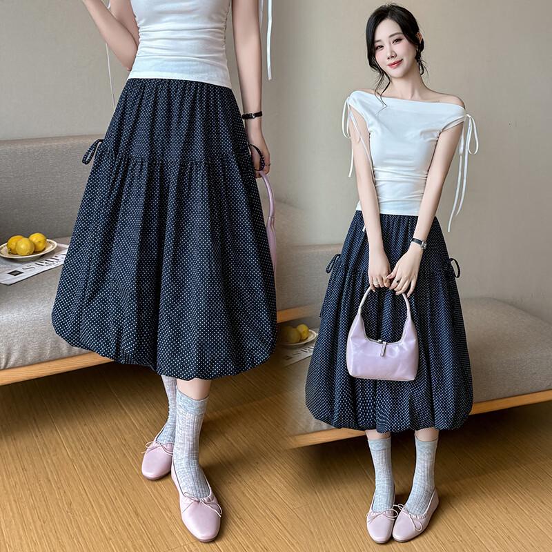La Chapelle Polka Dot A-line Midi Skirt M