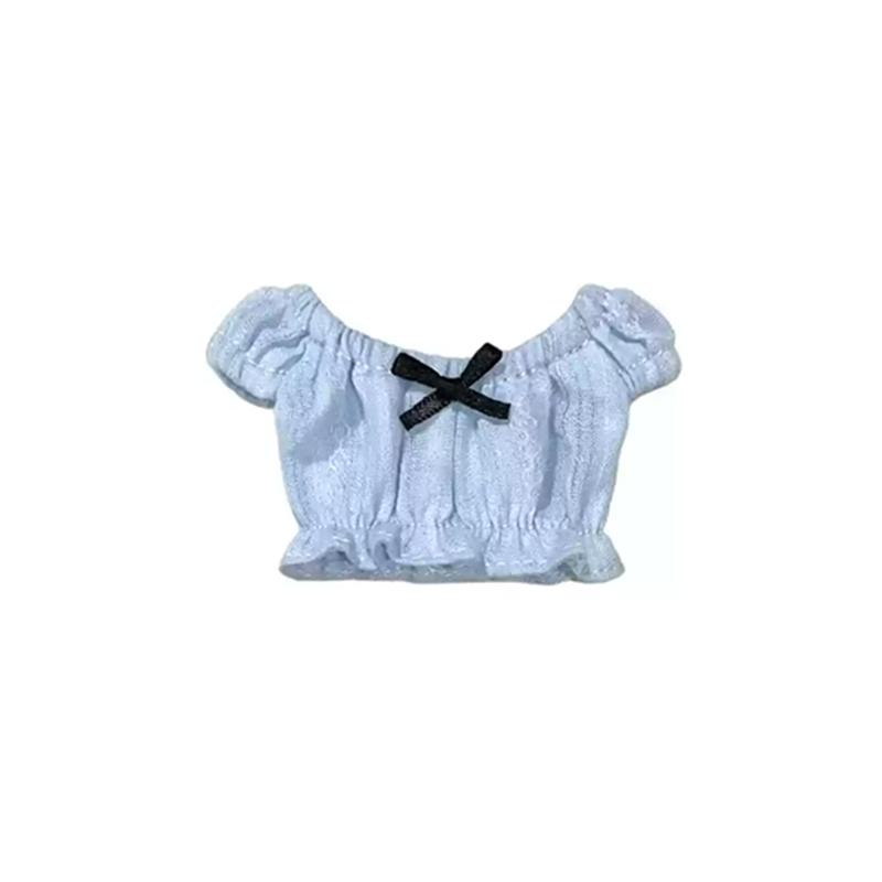 DLBell Fashion Blythe Clothes Off Shoulder Bow Top and Mini Plaid Short Skirt for Blythe OB24 Licca Pullip 1/6 Dolls Outfit
