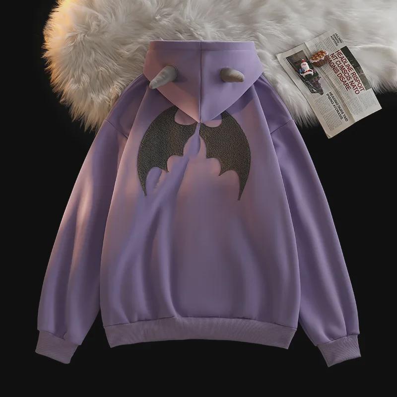 Unisex Retro Devil Horn Hooded Cardigan: Stylish, Loose-Fit Jacket for All