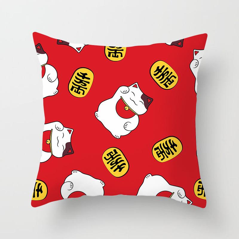 New Style of Lucky Cat Series Pillowcases, Home Office Sofa Pillow Cushion Covers, Seats