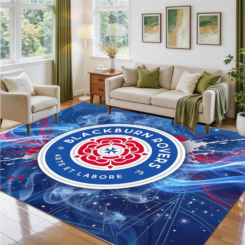 Blackburn Rovers Football Design Crystal Velvet Rug Soft Decorative Mat for Bedroom Entrance