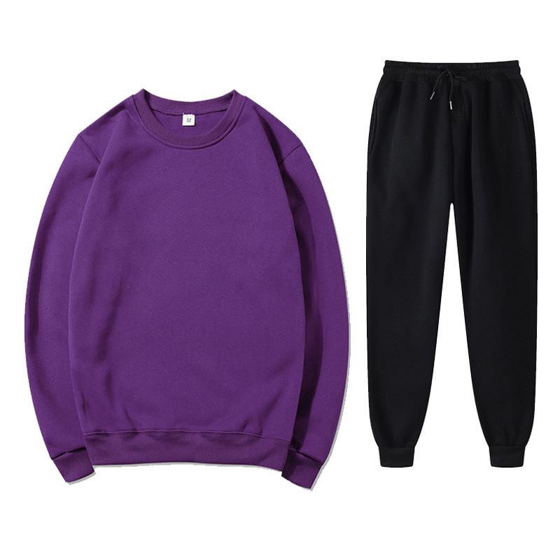 Unisex Autumn/Winter Fleece Sweatshirt & Sweatpants Set: Casual, Loose Fit