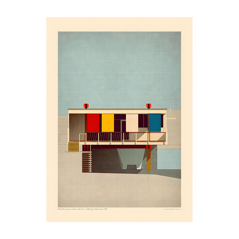 Vintage Bauhaus Residential Composition Poster Print Classic Canvas Painting Abstract Wall Art Picture for Home Decoration