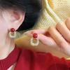 Geometric Red Ankola 925 Silver Earrings for Women - Festive Autumn/Winter Temperament