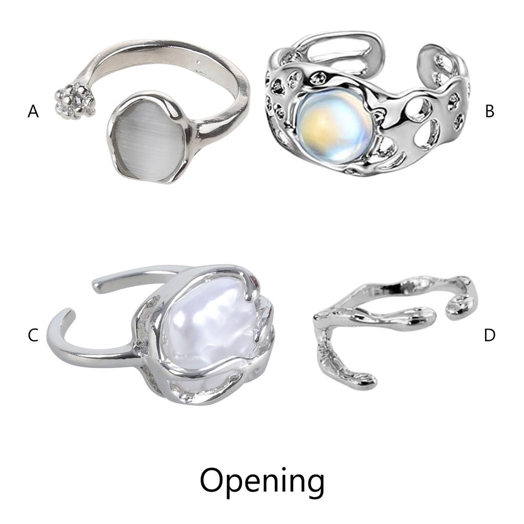 Natural Stone Ring Hollow Rings for Women Y2K Trend Ring Fashion Finger Jewelry