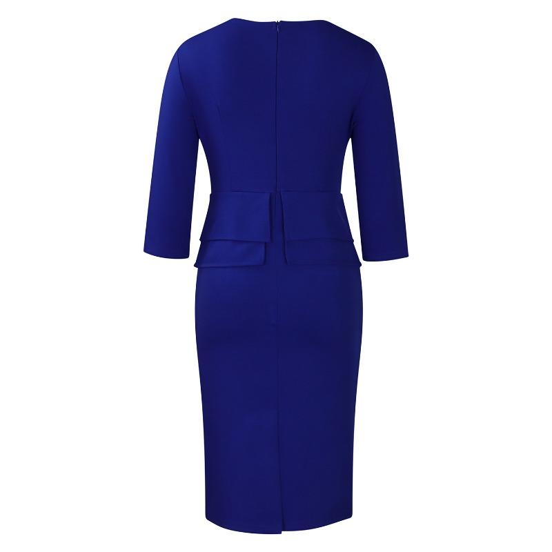 Women's Autumn New Fashion Temperament Elegant Solid Color Ruffled Edge Wrapped Buttock Dress