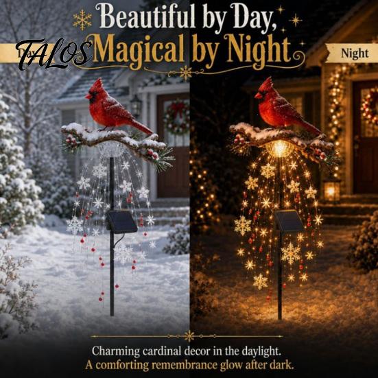 Easy Install Stake Lights Red Bird Solar Garden Light, Waterproof Landscape Lamp with Warm Glow, Ornaments for Lawn Flower Bed Outdoor Metal