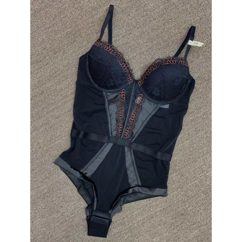 Lace Bodysuit Women With Back Cutout Push-Up Support Slim Fit Winter Wear