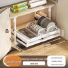 Punch-Free Under-Mount Kitchen Cabinet Pull-Out Dish & Bowl Storage Rack