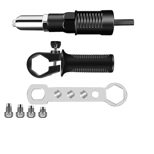 YWHWLX Riveter Tool, Rivet Gun, Nut Gun, Electric Rivet, Nut Rivet Tool, Hand Riveter with Hex Wrench, 2.4mm/3.2mm/4.0mm/4.8mm (Black-02)