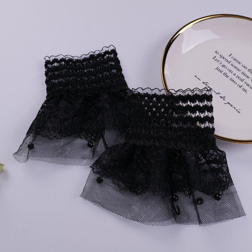 White Black False Sleeve Cuffs Mesh Pearl Lace Cuff New Wrist Cuff  Photography Props