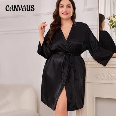 Primavera ed Estate Taglie Forti Sexy Vestaglia da Notte Tinta Unita Indumenti da Casa Pigiama Cardigan Largo con Cintura Accappatoio