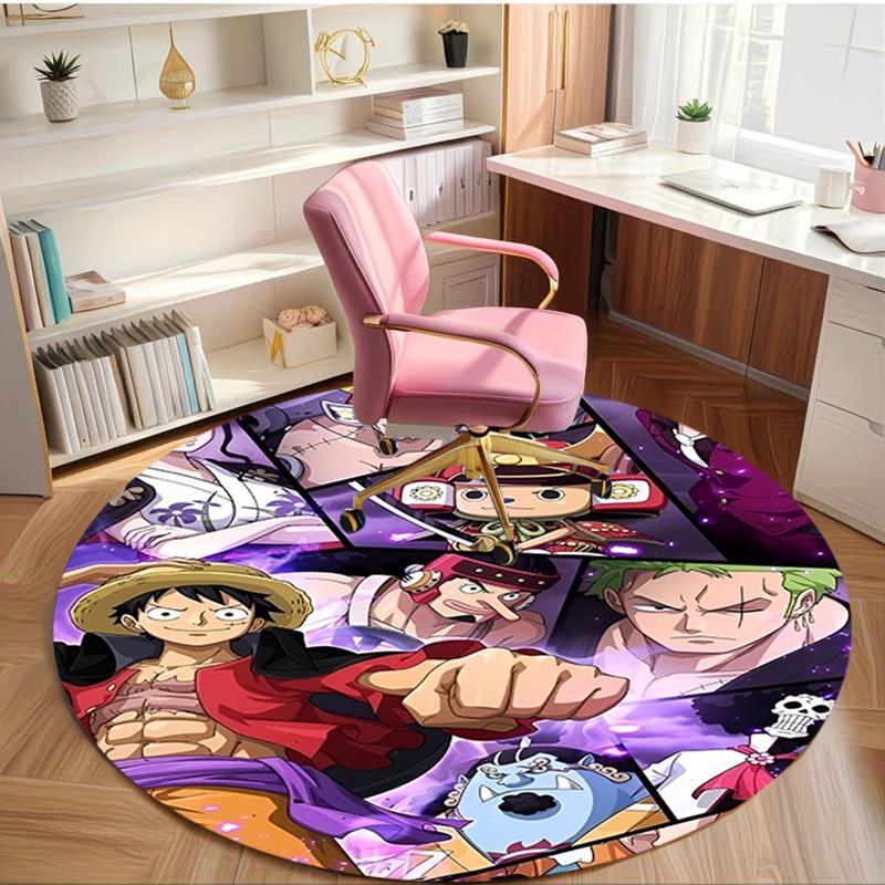 One Piece Print Round Rug, Washable Floor Carpet, For Entryway Dorm Laundry Room Office Study, Home Decor Birthday Christmas Gift