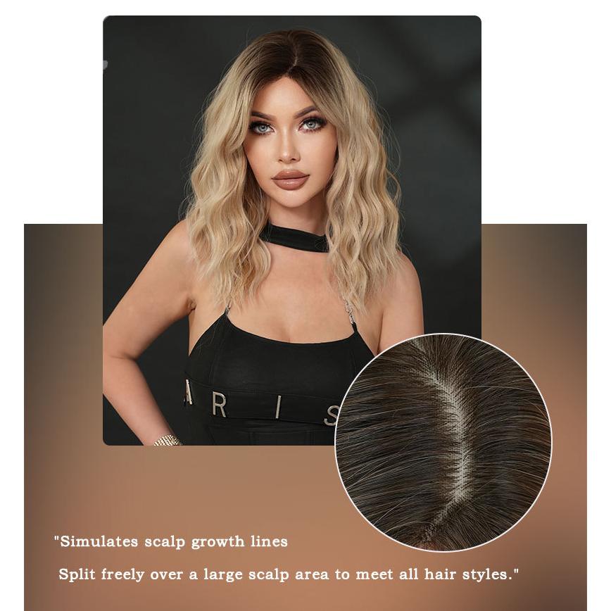 Gradient Blonde Small Lace Wig for Women - Short Curly Hair Natural Forehead Part, Voluminous Daily Quick Beauty, Fashion Full Cap