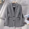 Sequined Spring and Autumn Jacket Women's Suit Women's Jacket Korean Version of Houndstooth Plaid Women's Small Suit Jacket