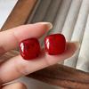 Ankara Red Square Stud Earrings For Women'S Daily Commuting Versatile High-End Simple Earrings Earrings