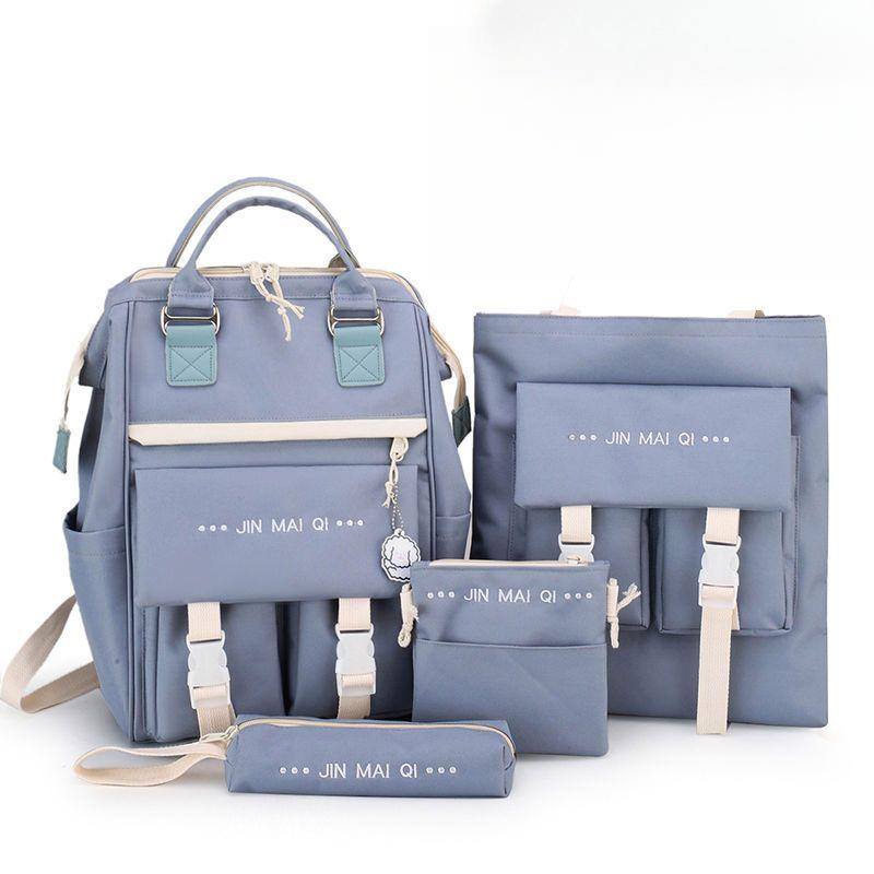 Internet Celebrity Backpack Set Female Students Korean Version of Fashionable Versatile Backpack Middle High School Students  Large Capacity Backpack