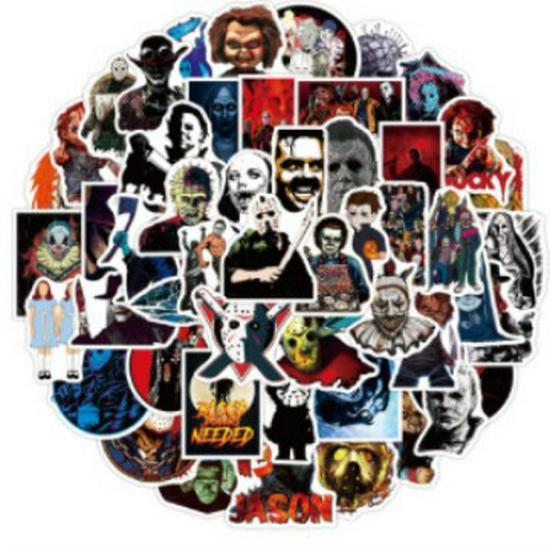 50pcs Waterproof Horror Movie Character Stickers for Cars, Luggage, Scooters, Water Bottles