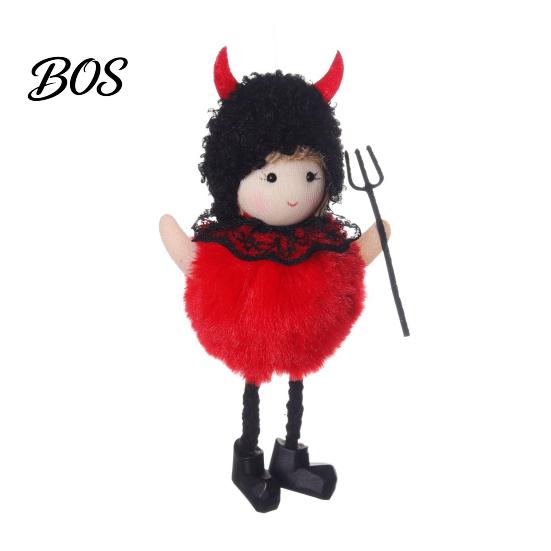 Soft Plush Halloween Doll Hanging Witch with Lanyard, Cute Furry Pom Ornament Ball for Doors Windows Trees Party Decor Lanyard красный