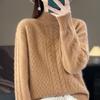 Thickened Half-high Neck Twisted Flower Sweater for Women In Autumn and Winter New Loose and Versatile Cashmere Knitted Sweater Base Shirt