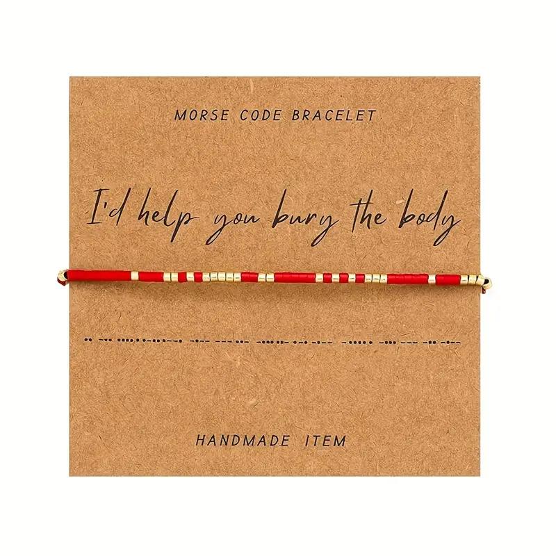 JYL TS Bracelet  Bohemian Morse Code Weave With Card Invokes Mystery & Connection