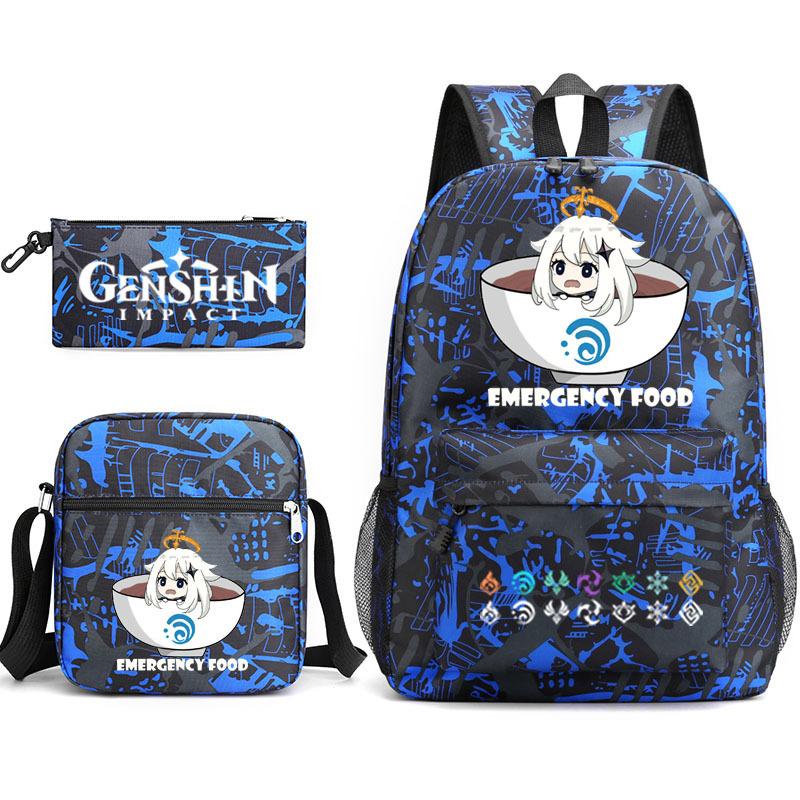 Genshinimpact Yuanshen School Bag Three-Piece Pencil Case Shoulder Bag Backpack
