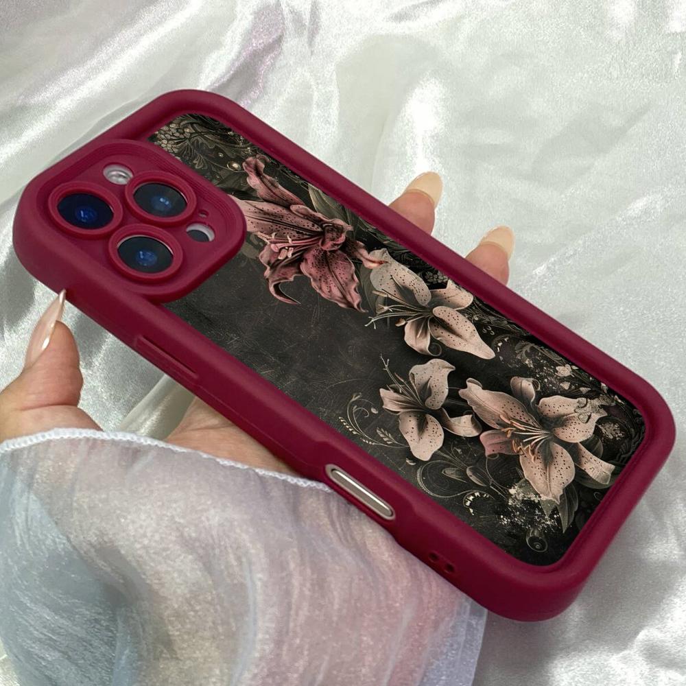 JT416 Růžová lilie Print pro iPhone 17 16 15 14 13 Pro Max Samsung S26 S25 Ultra A17 A07 A56 A16 A15 A14 Xiaomi 15T Redmi 15c Note 14 13 12 11 Měkké pouzdro