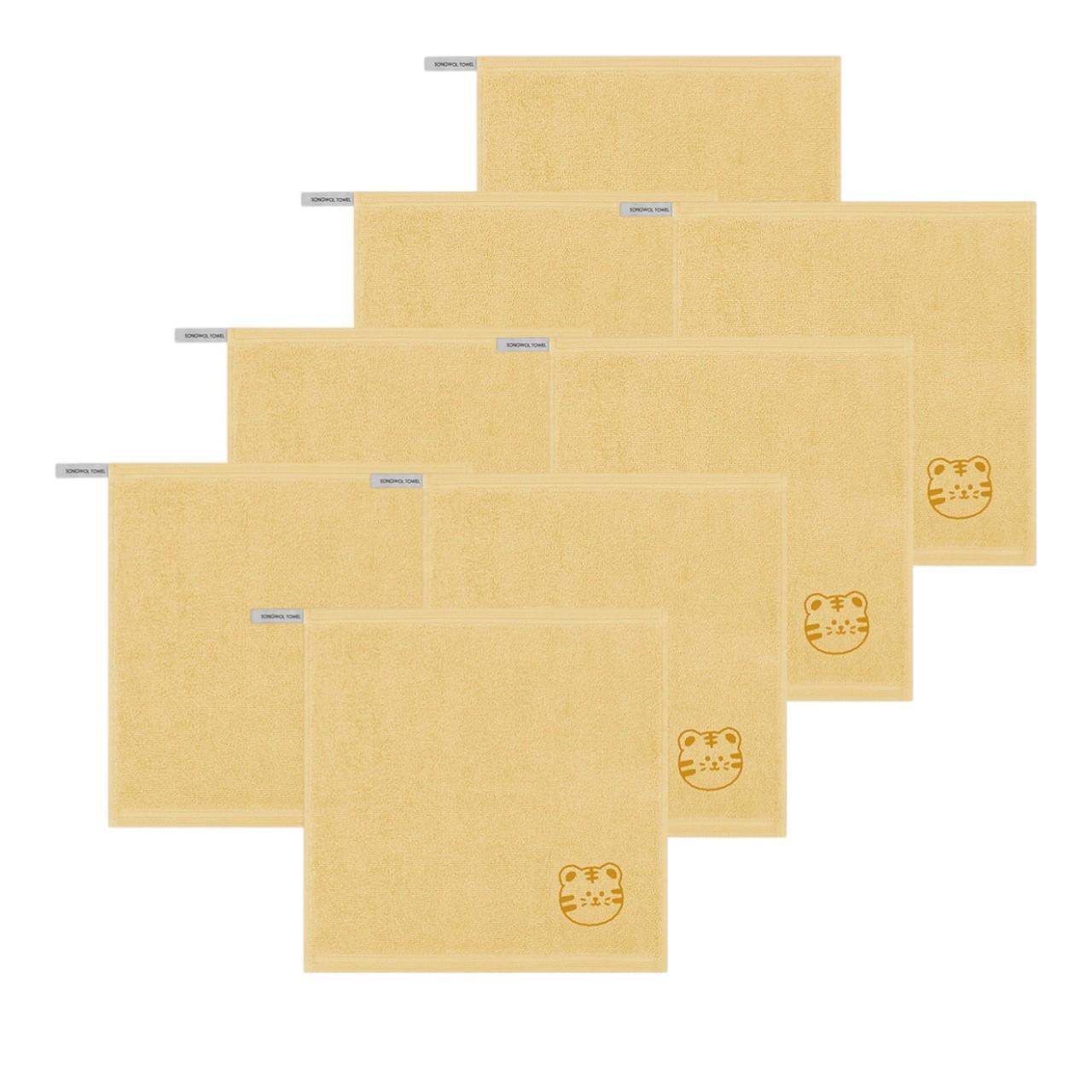 

Songwol Towel Color Bbosong Zoo Animal Loop Hand Towel Yellow (Tiger) 8-Pack (4pcs x 2) - Premium Soft Cotton Nursery Hanging Towel for Kids