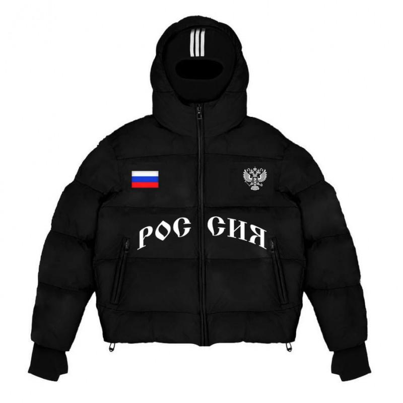 Winter Hooded Face Mask Puffer Jacket Unisex Streetwear Ins Style Warm Cotton Coat