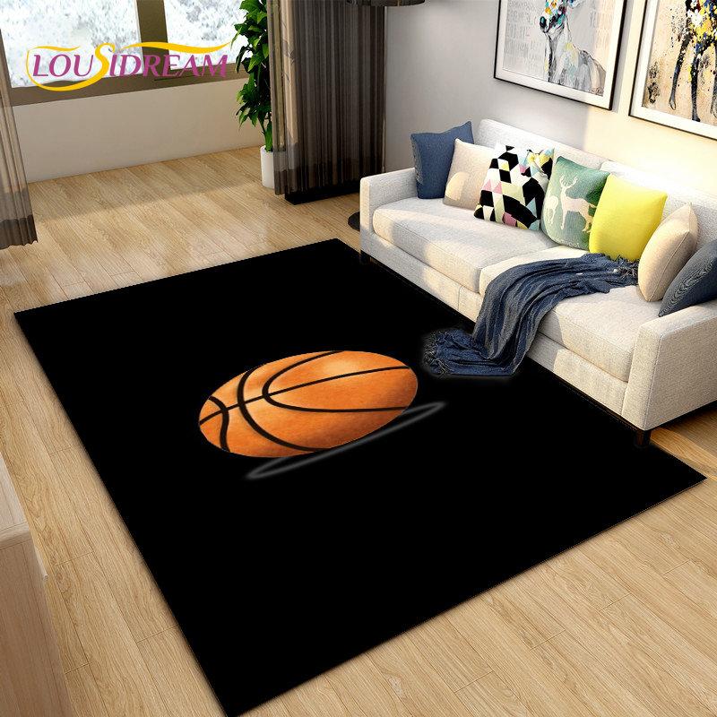 3D Basketball Basketball Cour Area Rug,Carpet Rug for Living Room Bedroom Sofa Doormat Decoration,Kids Play Non-slip Floor Mat