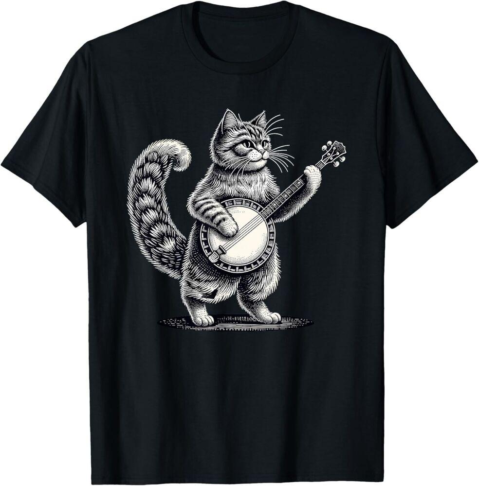 

NEW LIMITED Cat Banjo Marching Band Musician Instruments Gift T-Shirt S-5XL Unisex T-Shirt XXXXL