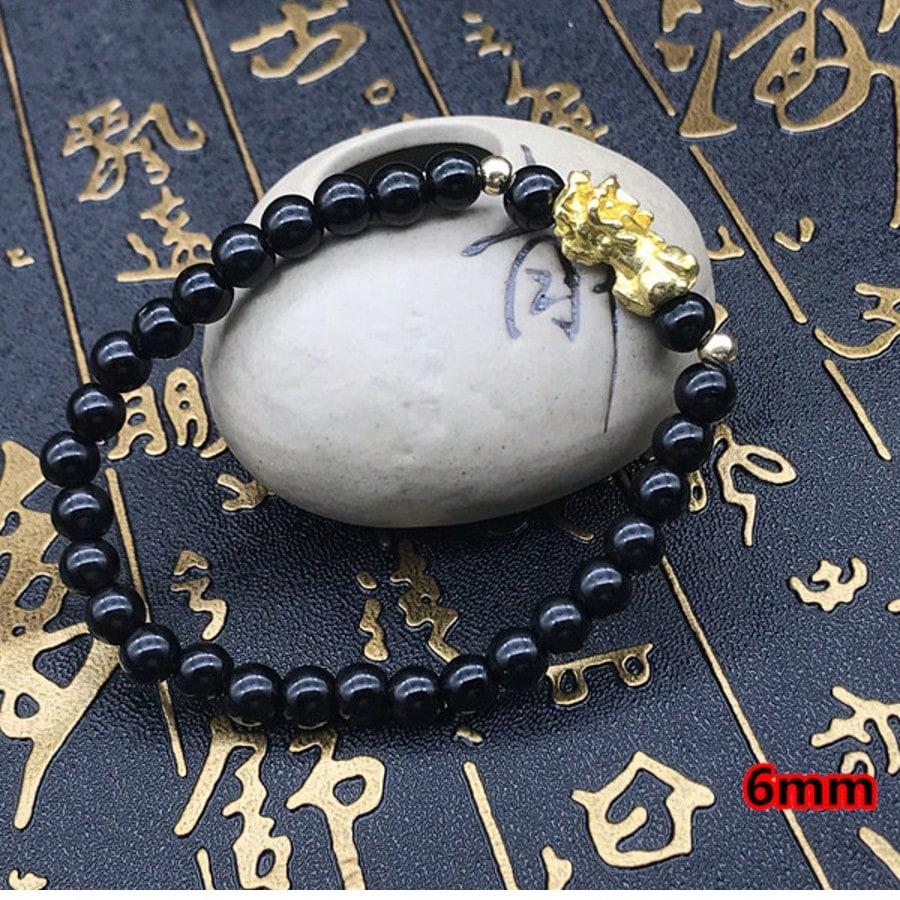 Pixiu Bead Men and Women Sand Gold Handmade Wealth Attracting Imitation Obsidian Jewelry High-end Vietnam Bracelet  Jewelry