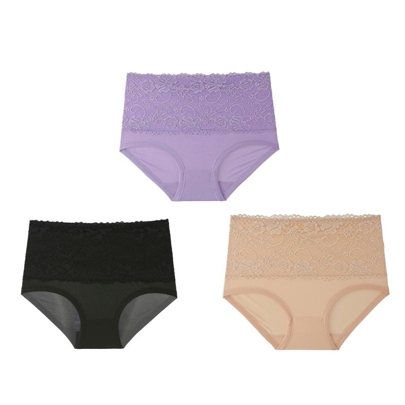Tummy Controls High Waist Underwear for Women Lace Ladies Briefs Soft Full Coverage Panties Soft Underpants